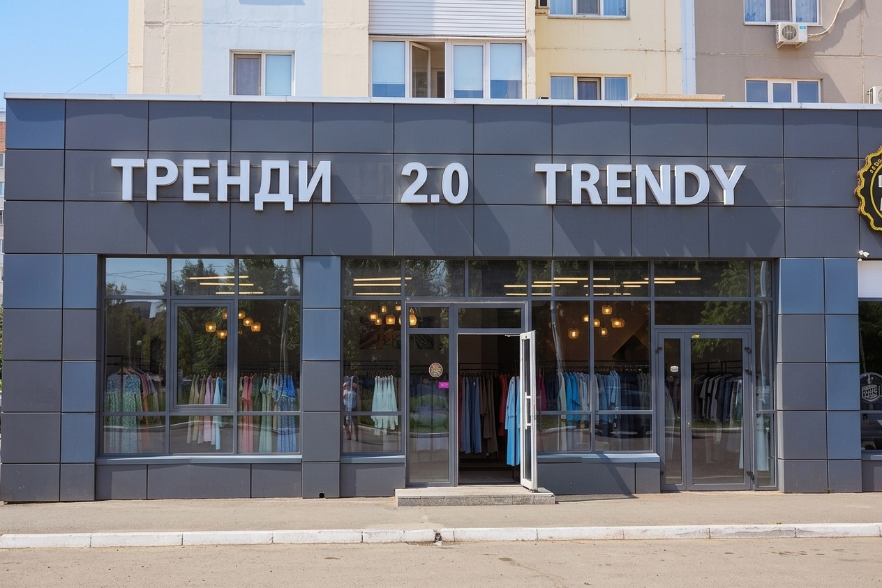 Реализовали стильный проект: вывеска для магазина одежды «TRENDY 2.0»